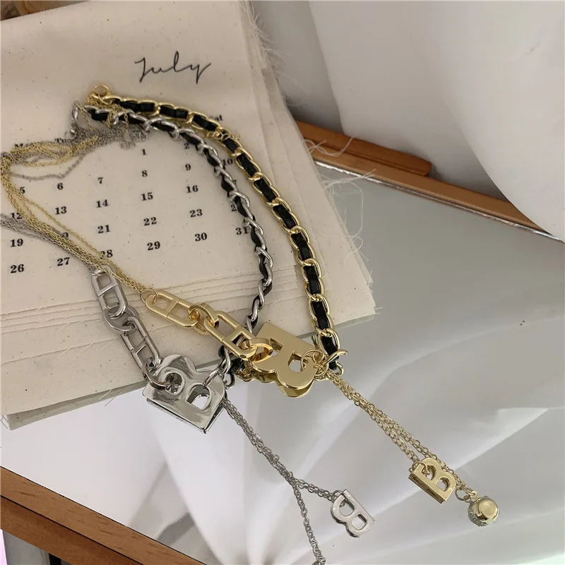 Ожерелье золотистого цвета с буквой B и инициалом ожерелья цепочки для женщин