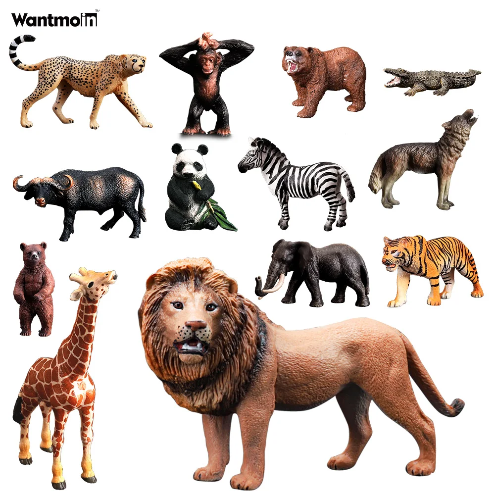 

Wildlife Zoo Animal Models -Plastic Action Figures Tiger Panda Lion Collection Model Doll Educational toy for children Gift