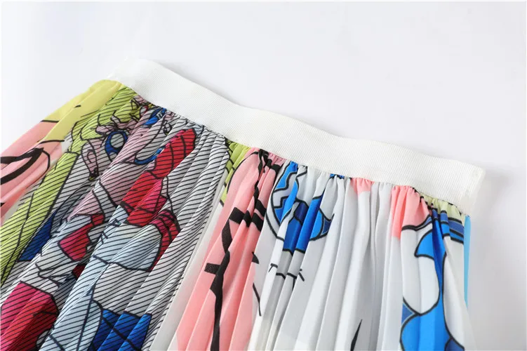 Милые длинные юбки с рисунком для женщин 2019 Осень Женская эластичная юбка