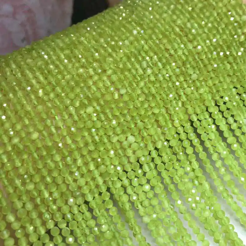 Olive green Cat eye Граненые 2 мм бусины из натурального камня розовый кристалл кварца лазурит Агаты драгоценные камни бусины для самостоятельного изготовления ювелирных изделий браслет ожерелье - Цвет: Olive green Cat eye