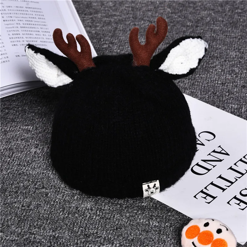 Winter Cute Deer Elk Antlers Baby Hat Thick Warm Knitted Children Boy Girl Beanie Cap Christmas Hats Photography Props |