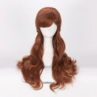 Парик принцессы Анны для косплея 70 см длинные коричневые вьющиеся волнистые термостойкие синтетические волосы парик + шапочка для парика