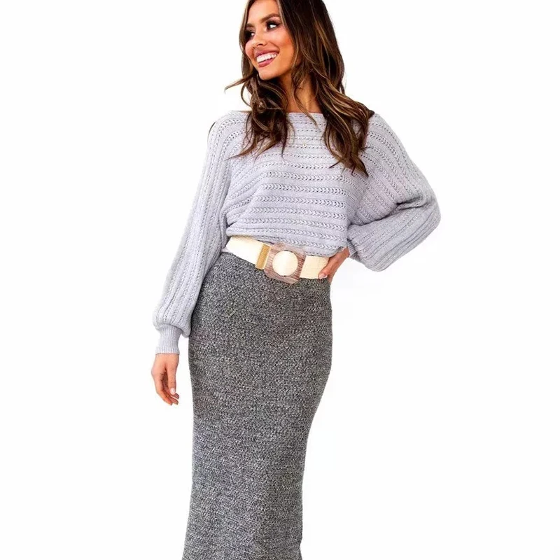 Женские вязаные свитера с необычным воротником 2019 сексуальный эластичный белый