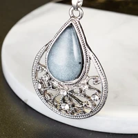 waterdrop artificial stone pendant necklace for women girls harajuku water drop shape neck chain jewelry mandalorian collier