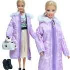 Комплект для кукол Барби, теплый зимний комплект, фуфайка на молнии, блузка, юбка, ботинки, сумочка, Одежда для куклы Барби, детская игрушка, фиолетовый цвет