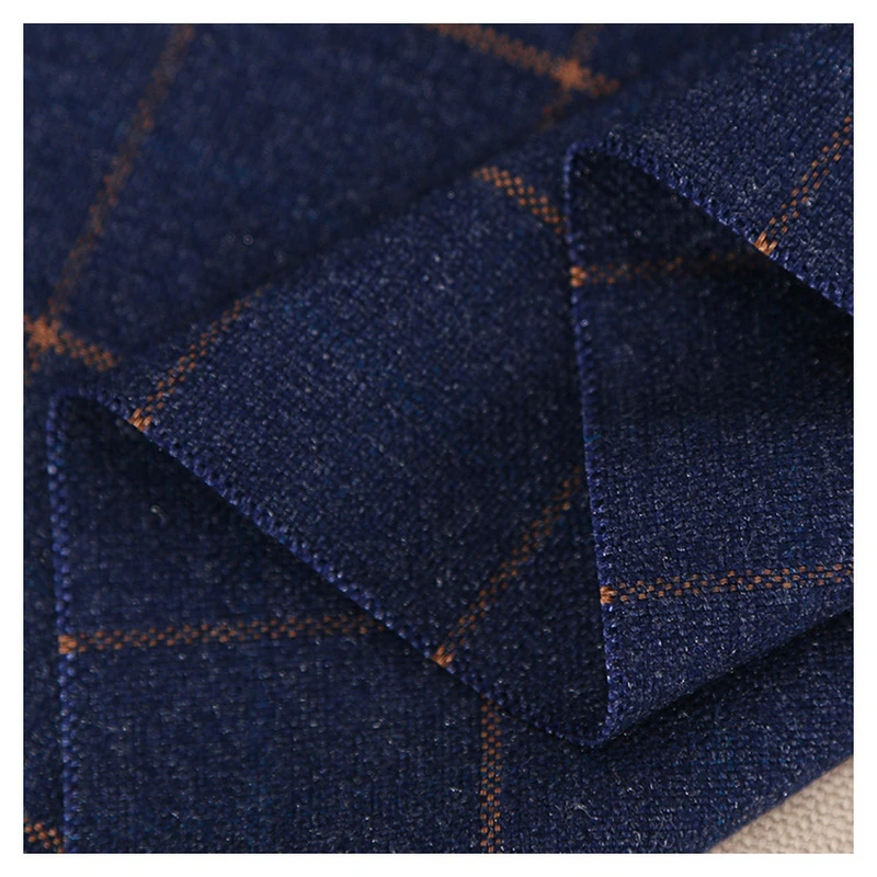 Мужской шерстяной костюм в елочку твидовый темно-синий клетку 2020 MF-16 | Мужская