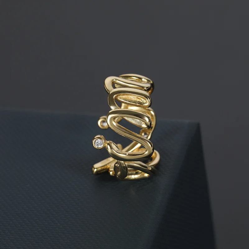 Модное простое дизайнерское золотистое кольцо на указательный палец с английской буквой из циркония