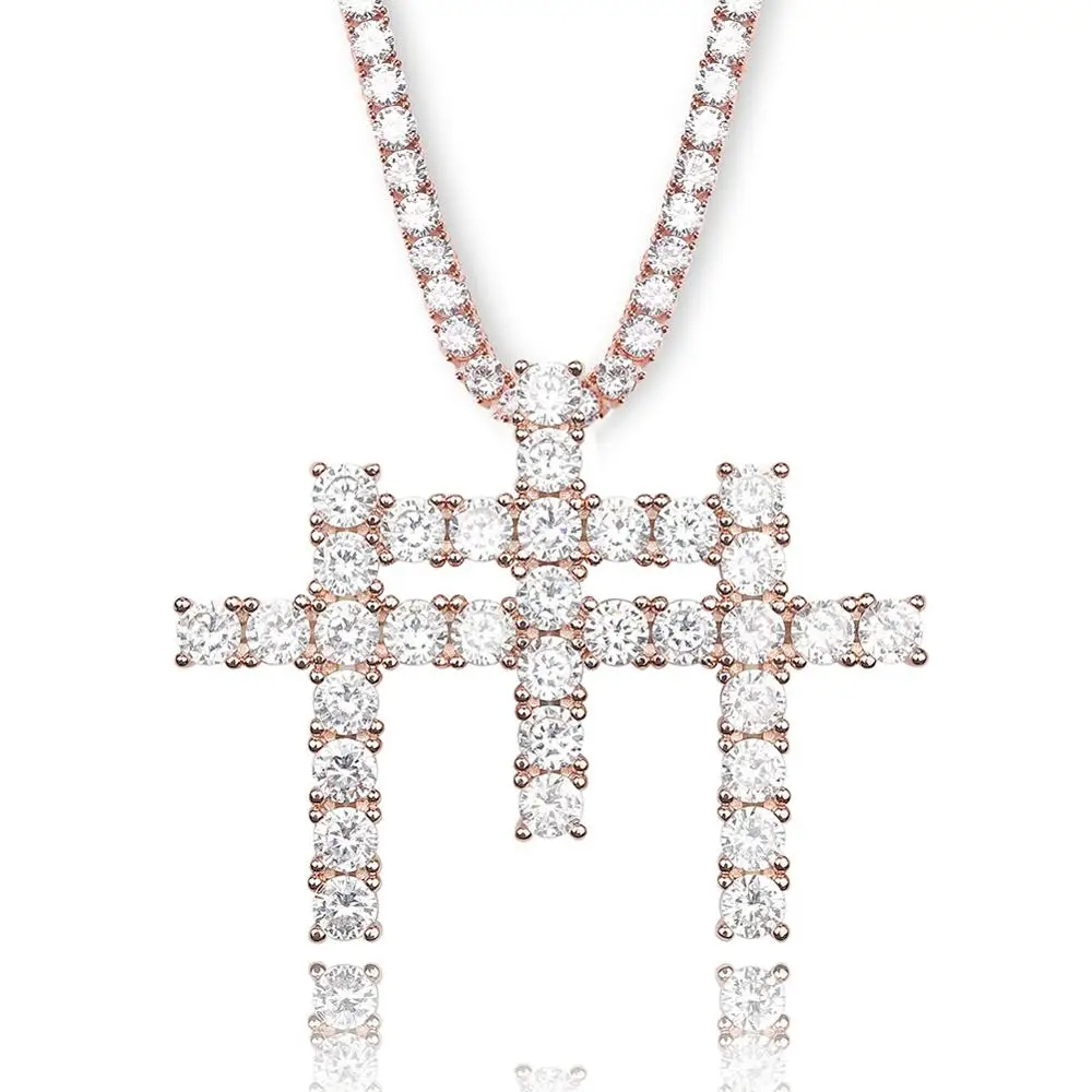 Цепочка мужская с кулоном в виде креста однотонная подвеска стиле хип-хоп