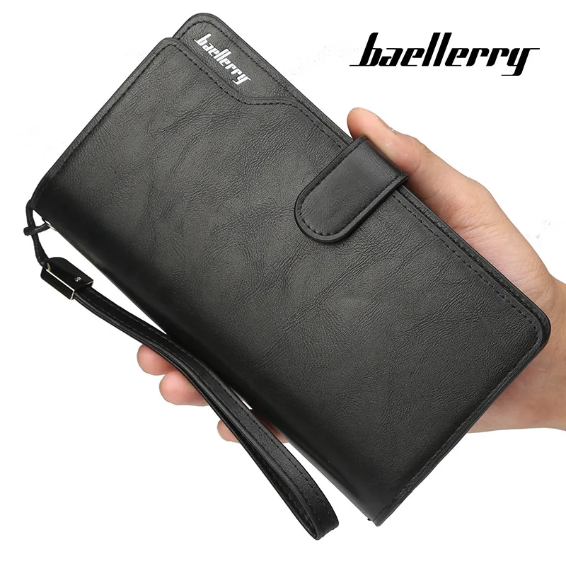 

Baellerry Для мужчин длинный кошелек-клатч с ремешком роскошные кожаные Для мужчин телефон карман кредитной держатель для карт, кошелек, мужски...