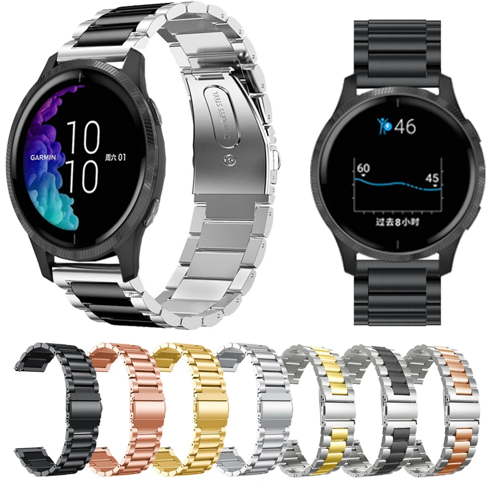 

18 мм 20 мм 22 мм Металлические ремешки для часов Garmin Venu GarminMove 3 Garmin Active S Vivoactive 4 4S смарт-браслет из нержавеющей стали