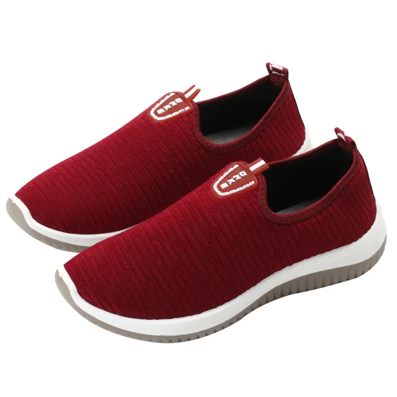 

2020 spring new women's single shoes leisure breathable heel women's flying weaving walking shoes