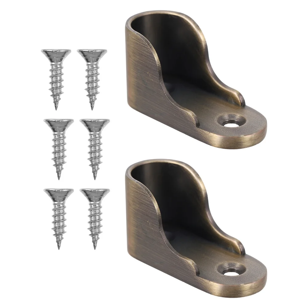 

2Pcs Zinc Alloy Closet Rod Brackets Thickened Clothes Rail Support Base (Silver)