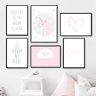 Настенная картина Deram в виде сердца и облака, розовые постеры на холсте в виде единорога, Настенная картина для детской комнаты, художественные принты, постеры, картины, декор для детской комнаты