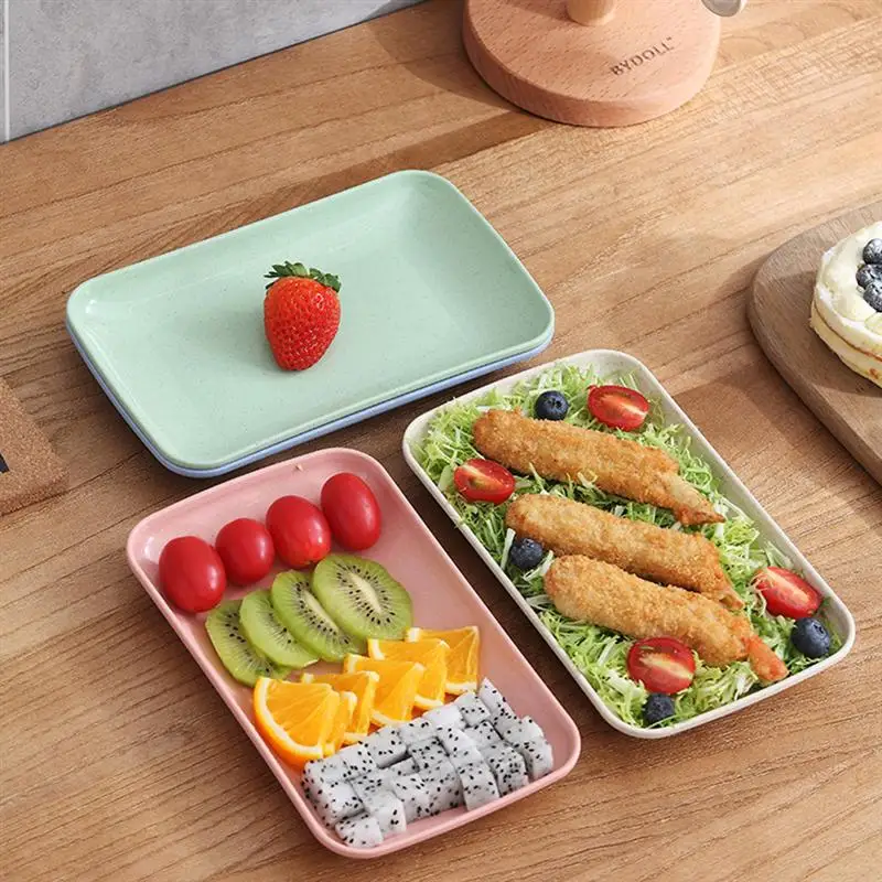 4pcs Rectangle Dishes Household Dinner Plate Food Microwave Oven Available Eco-Friendly Home Kitchen Utensils | Дом и сад