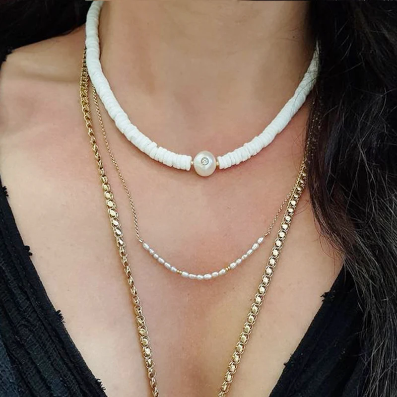 

2020 Winter Fashion Sweater Necklace Classic White Stone Beaded Choker Women Banquet Charm Accessories collares de moda 2020