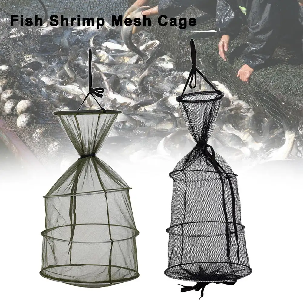 Foldable Landing Net Portable Fishing Round Folding Cage For Fish Shrimp Crab Compact Design High-quality Quick Delivery | Спорт и