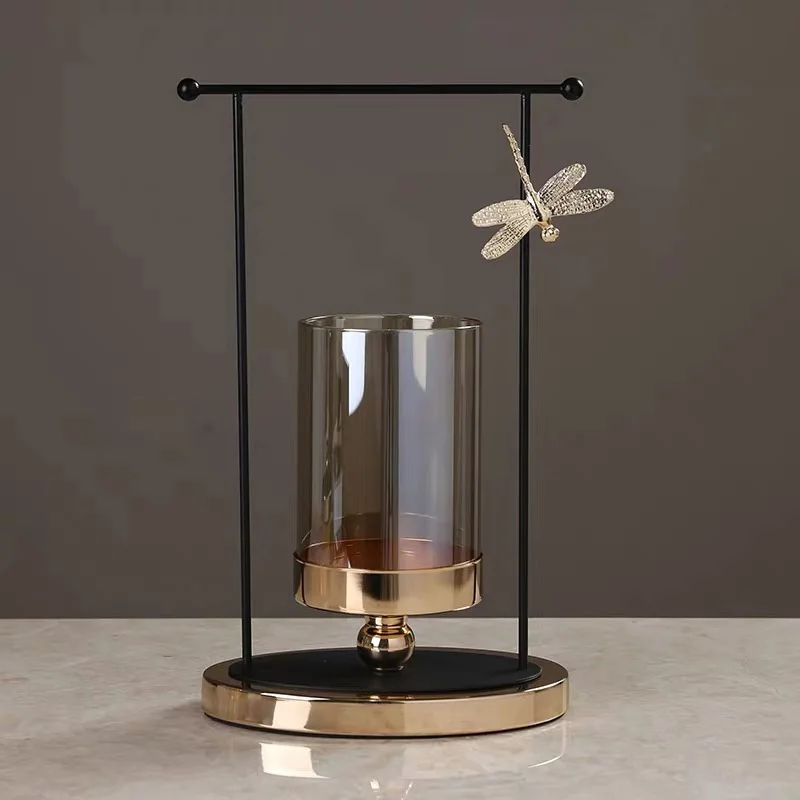 

Nordic Luxury Golden Candle Holder Glass Aromatherapy Windproof Romantic Candle Holder Candlelight Dinner Props Decoration