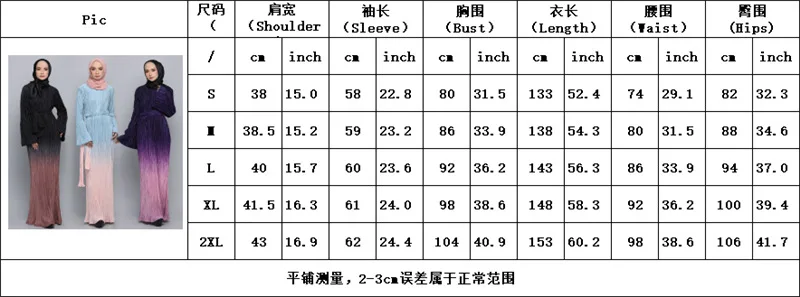 

Muslim Dress Women Middle Eastern Gradient Color Pleated Muslim Robe Dress Abaya Dubai Abaya Turkey Muslim Fashion Long Dress