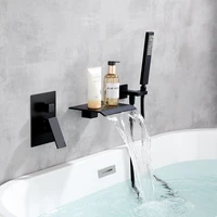 concealed embedded wall type large flow shower tank side waterfall faucet platform shelf shower set