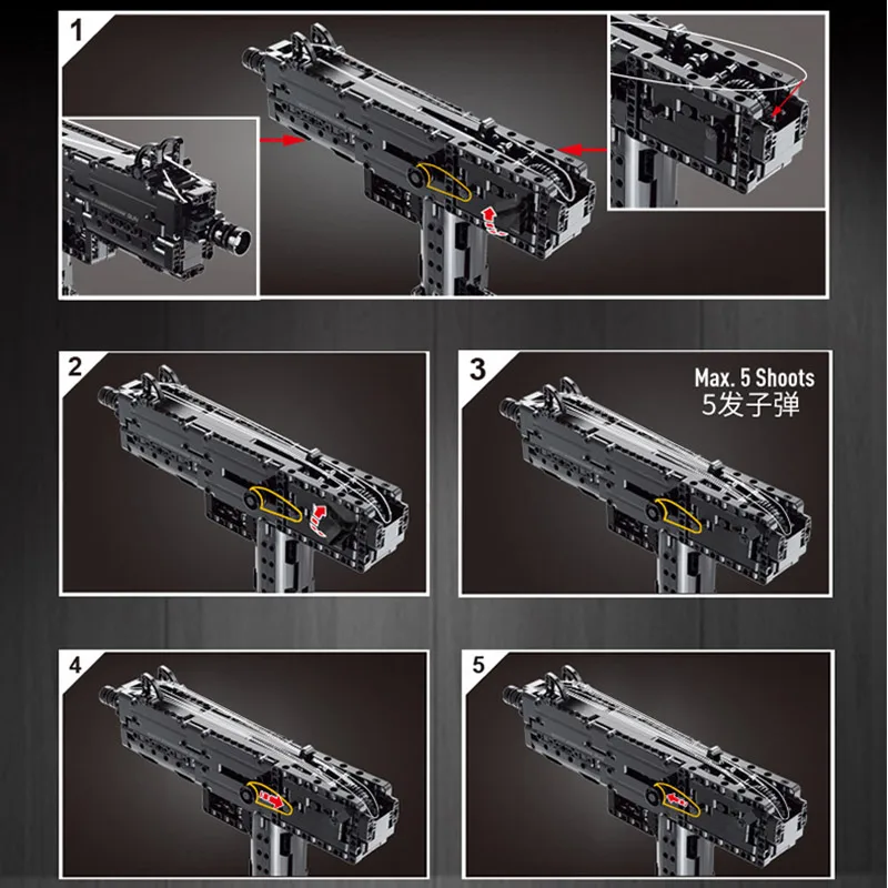 

Mould King Gun Building Blocks Bricks The Ingram M10 Submachine Gun Model Educational Toys for Children Boy Gift