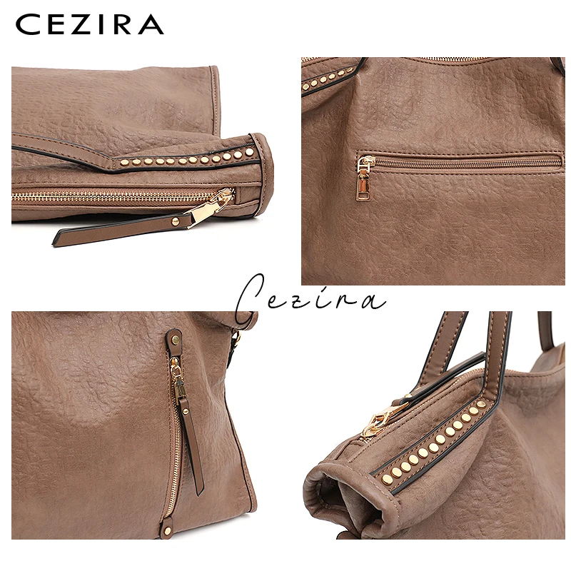 CEZIRA дизайнерский бренд большой Для женщин Tote Сумка Мода заклепки сумки женские
