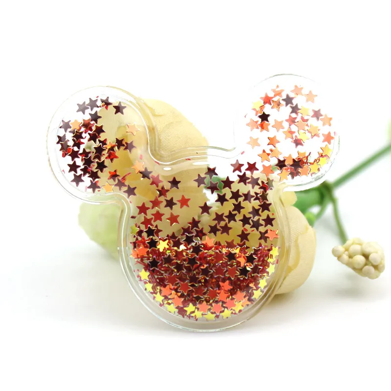 Mickey-Red 10 шт. ПВХ Звезда Корона Микки Прозрачный Bling bling Сердце течет аппликации для детей BB клип и DIY головные уборы аксессуары - Цвет: Mickey-Red