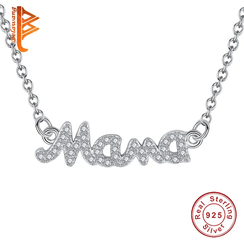 

Оптовая продажа; 5 штук в партии 100% 925 Серебряное ожерелье Мода I Love MAMA ожерелье с подвеской для женщин, на свадьбу, день рождения, подарок на д...