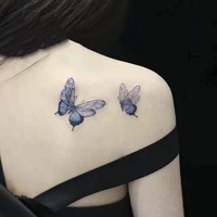 waterproof temporary tattoo sticker butterfly blue design body art fake tattoo flash tattoo back female
