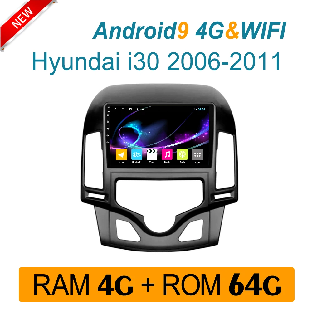 Автомобильное радио для Hyundai i30 2006-2011 4GRAM авто мультимедийный плеер 4G и аудио