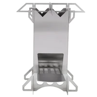 outdoor camping portable stainless steel folding wood burning stove firewoods furnace for hiking picnic bbq cooking silver