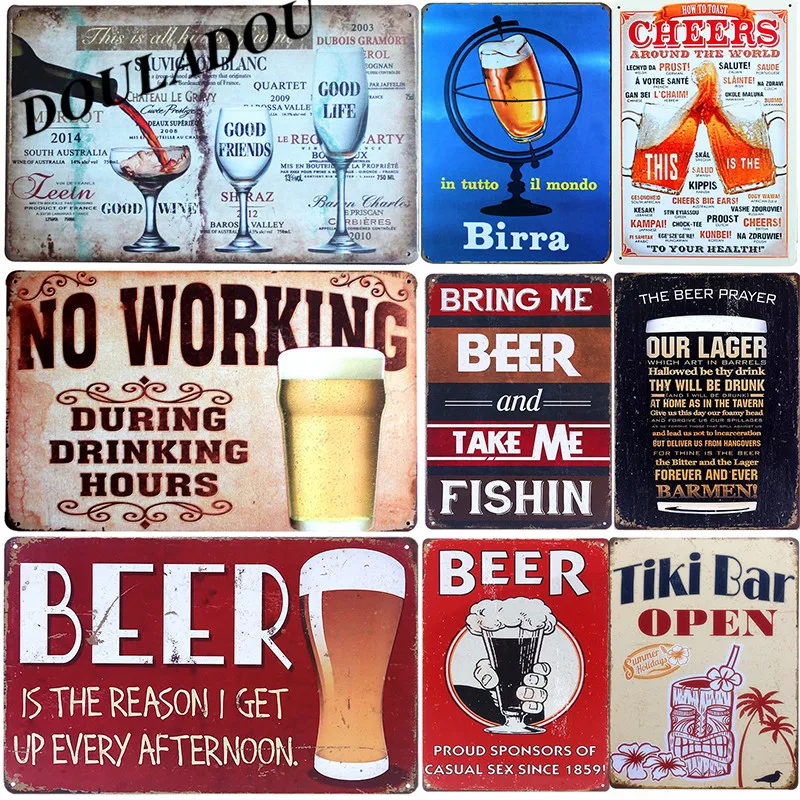

[Douladou] BEER Tin Sign Retro Bar Decor Crafts Poster Club Shop Hotel Decoration Pub Wall Plaque Art Retro Shop Sticker20x30CM