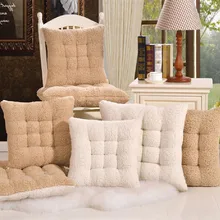 Home Square Lamb Cashmere 9-pin Cushion Winter Thicken Solid Color Warm Plush Chair Mat Student Office Bay Window Tatami Futon (2)