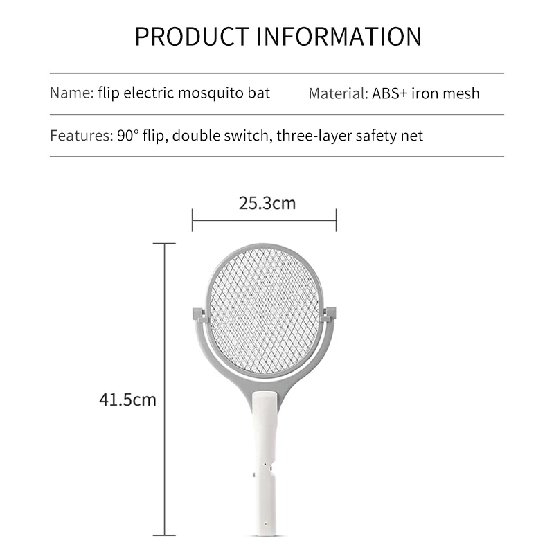 

Flip Electric Mosquito Swatter Rechargeable USB Mosquito Killer Handheld Insect Fly Bug Wasp Zapper