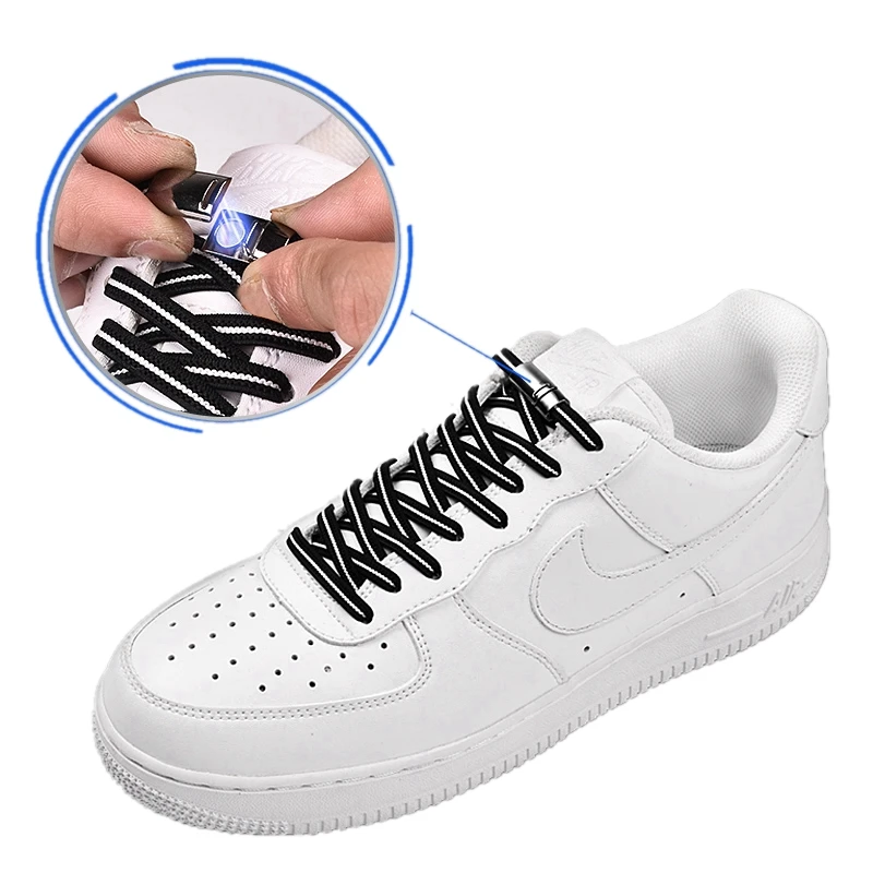 

High Quality Elastic Shoelaces Magnetic Metal locking No Tie Shoelace Child Adult Safety Quick Leisure Sneakers Lazy laces