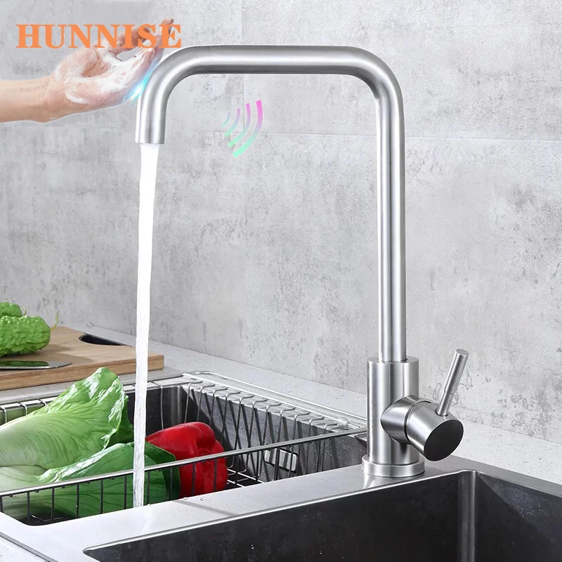 Смеситель кухонный с сенсорным экраном из нержавеющей стали