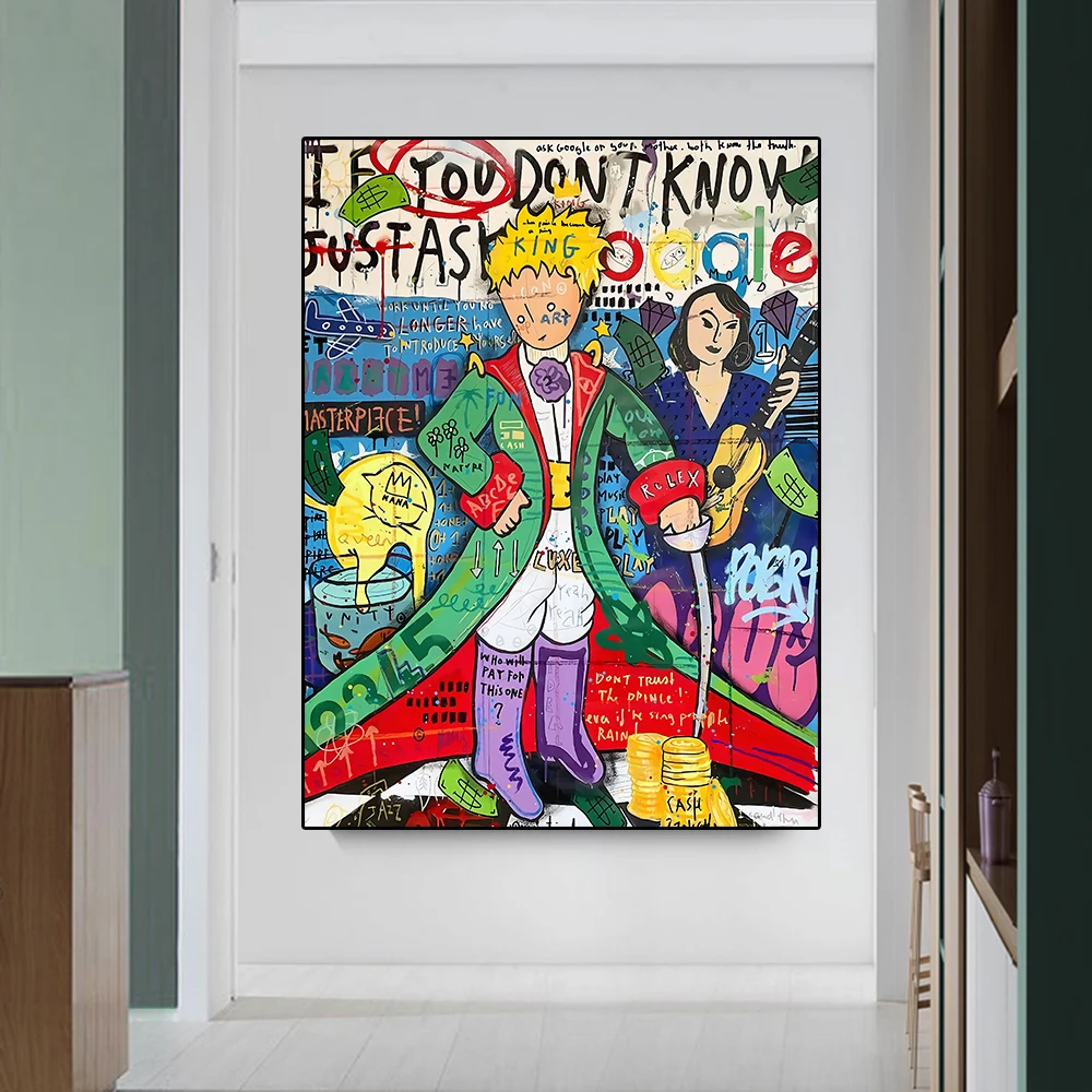 Поп-арт Маленький принц Картина на холсте граффити плакат и печать Настенная