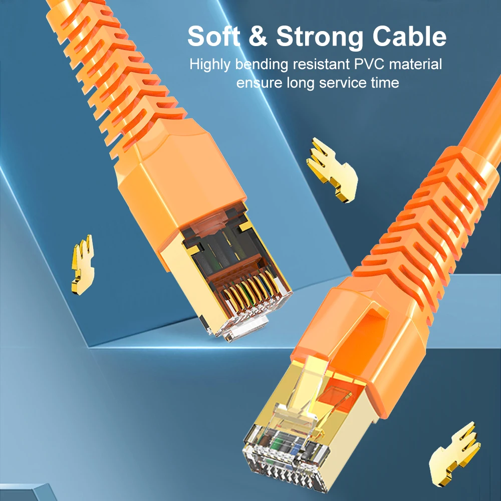 Ethernet Кабель Cat 8 40 Гбит/с 2000 МГц разъем RJ45 с позолоченным SFTP гигабитный интернет