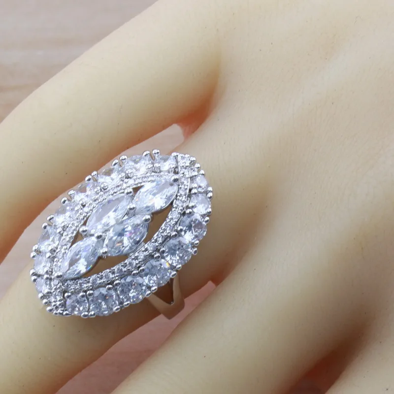 Австрийский натуральный белый камень CZ серебряный цвет женские свадебные