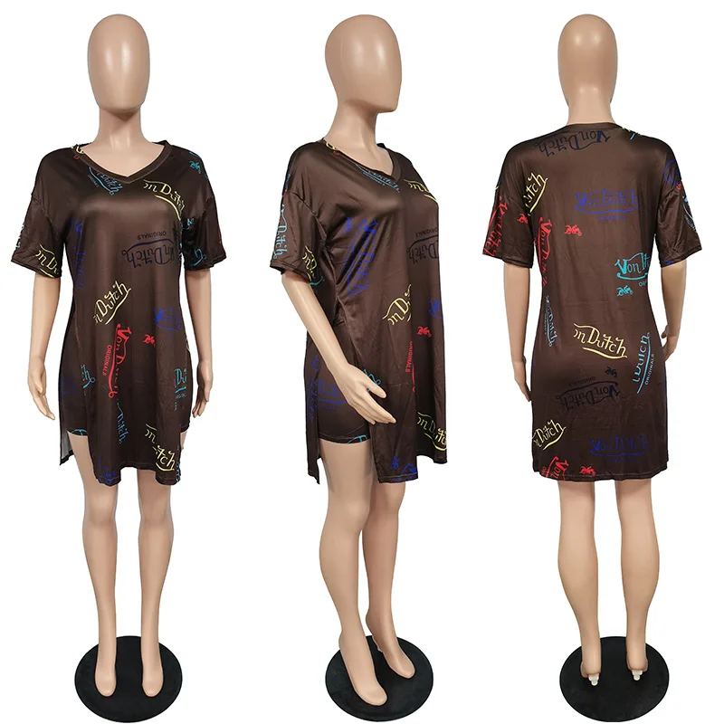 

Von Dutch Short Set Women 2 Piece Outfits Casual Fashion Loose Long T Shirt and Shorts Two Piece Clothing Sets Summer 2021