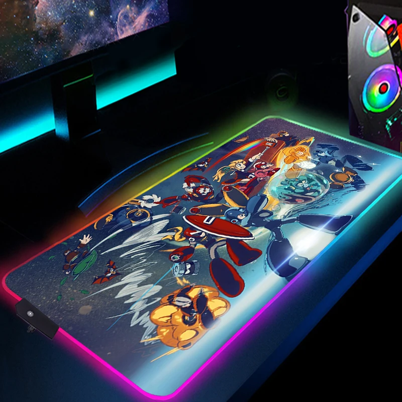 Игровой коврик для мыши Megaman X Светодиодный настольный коврики компьютера Rgb
