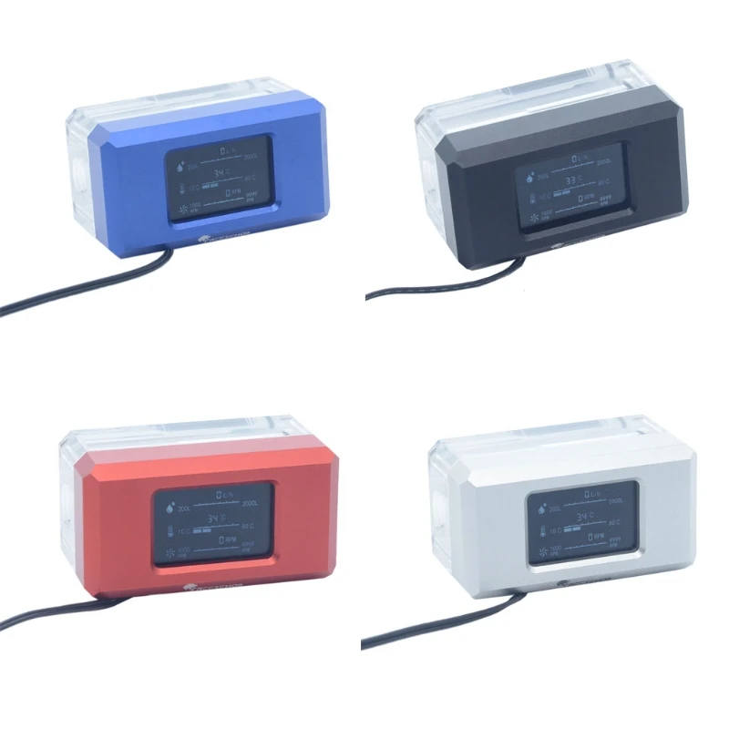 

Freezemod Digital Thermometer Water Cooling System, Flow Temperature Meter VA LCD Flow Meter Liquid Cooling Thermometer