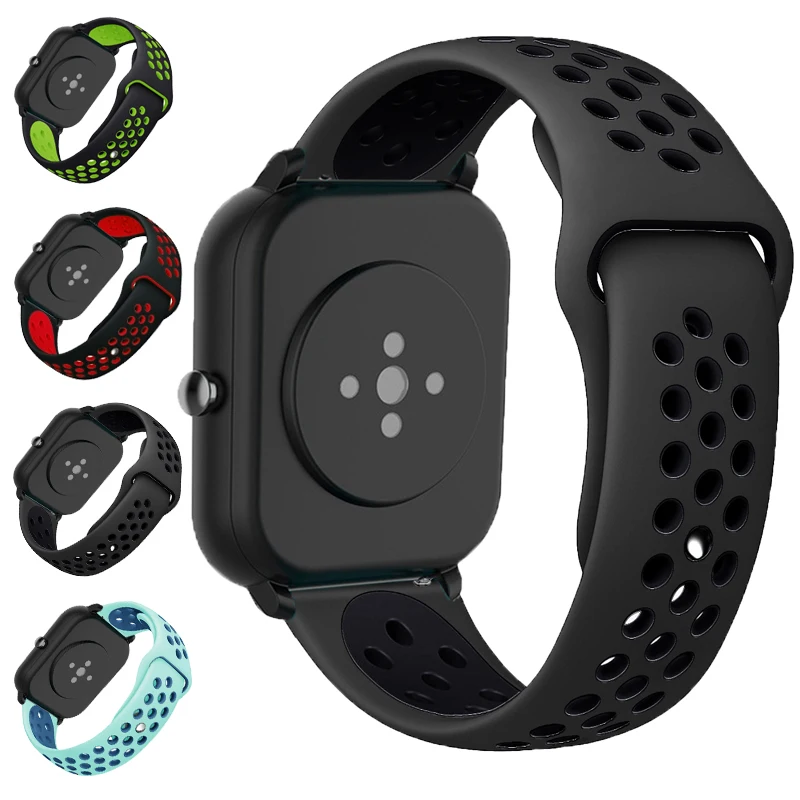 Браслет для Amazfit GTS/2/2e/GTS2 Mini/GTR 42 мм/47 мм/GTR2/2e/stratos 2/3 20 мм/22 мм спортивный силиконовый