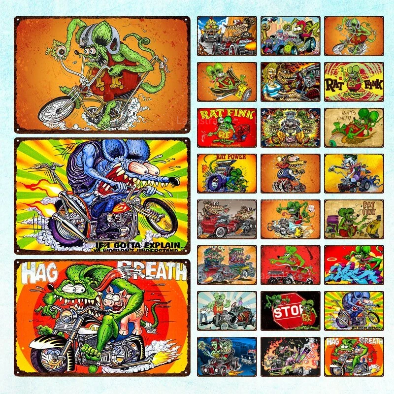 

Tin Sign Garage Decor Vintage Metal Signs for Wall Decor Rat and Fink Tin Signs for Garage, Man, Cave, Bar, Pub and Club Poster