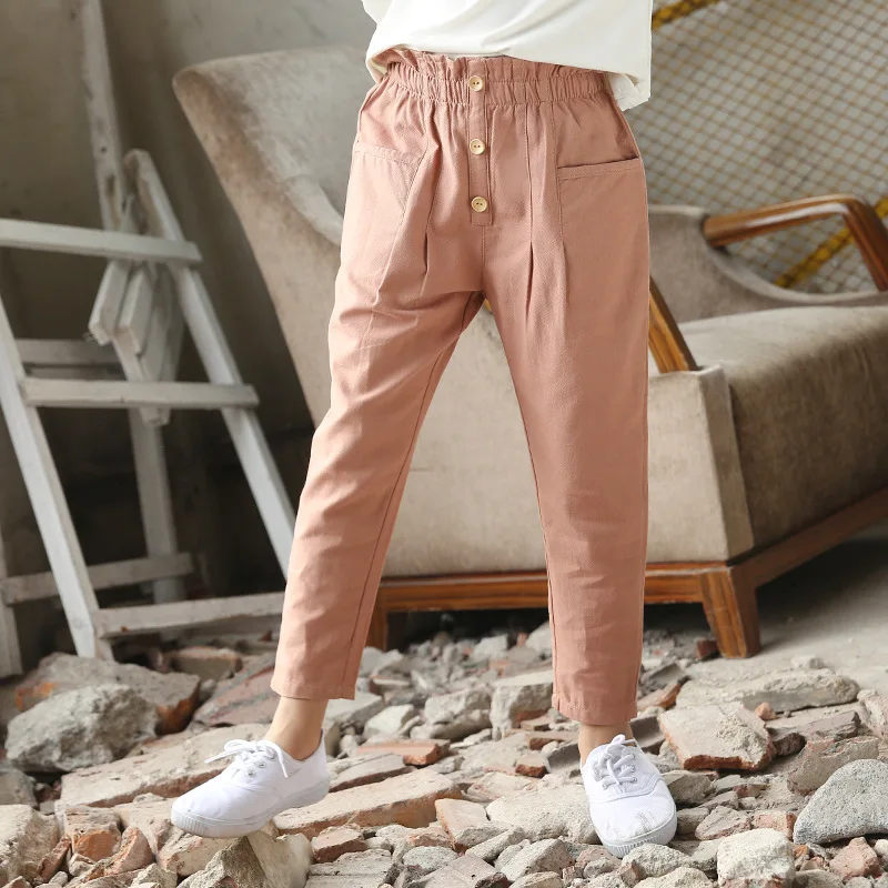 Штаны для девочек повседневные штаны эластичная талия летние детские леггинсы в