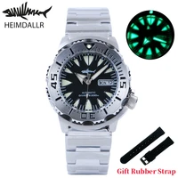 heimdallr monster automatch watch nh36a mens mechanical watches 62mas diver watch 200m sapphire glass luminous dial black pvd