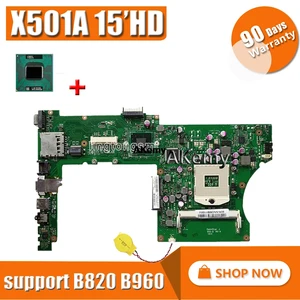 Оригинальная материнская плата для ноутбука For Asus X501A, X501A, X401A, REV2.0, 15,6 дюйма, HD Поддержка B820, B960, CPU материнская плата, отправка процессора