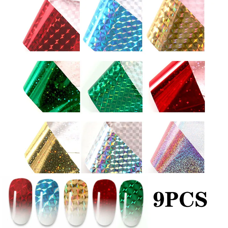 

2021 new Nail Holographics Transfer Foil Gold Slider Shimmer Sticker For Wrap Adhesive Manicures DIY Decoration Set Nail Paper