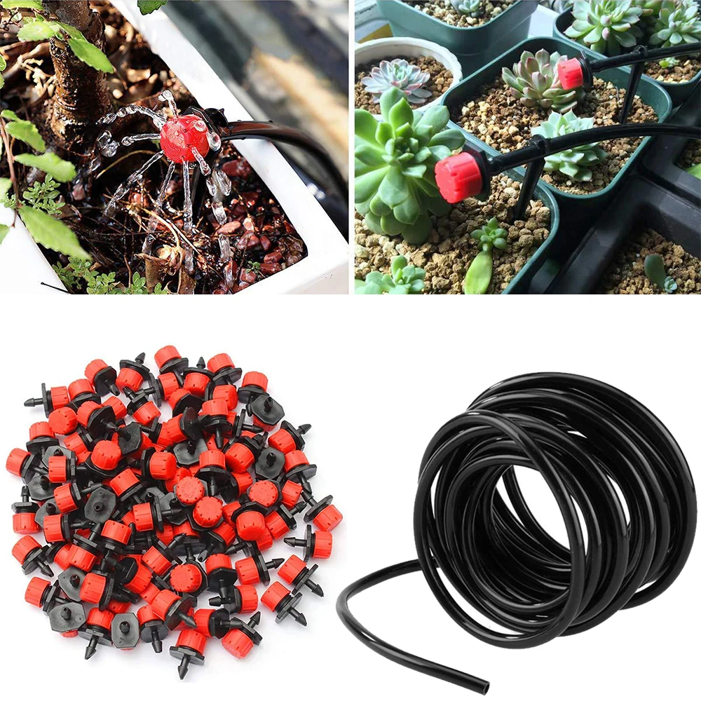 

Система капельного полива с шлангом 1/4 дюйма, 50/30/20/10/5 м, 4/7 мм, регулируемый шланг с 8 отверстиями, наборы для полива для сада