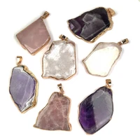 natural stone crystal pendant irregular shape exquisite pendants charms for jewelry making diy necklaces accessories size40x50mm