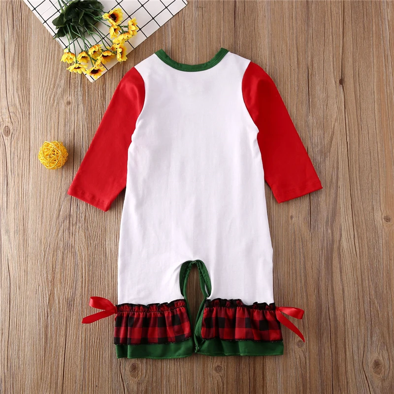 

0-24 Months Christmas Toddler Infant Baby Girl Clothes Ruffle Romper Jumpsuit Xmas Outfit